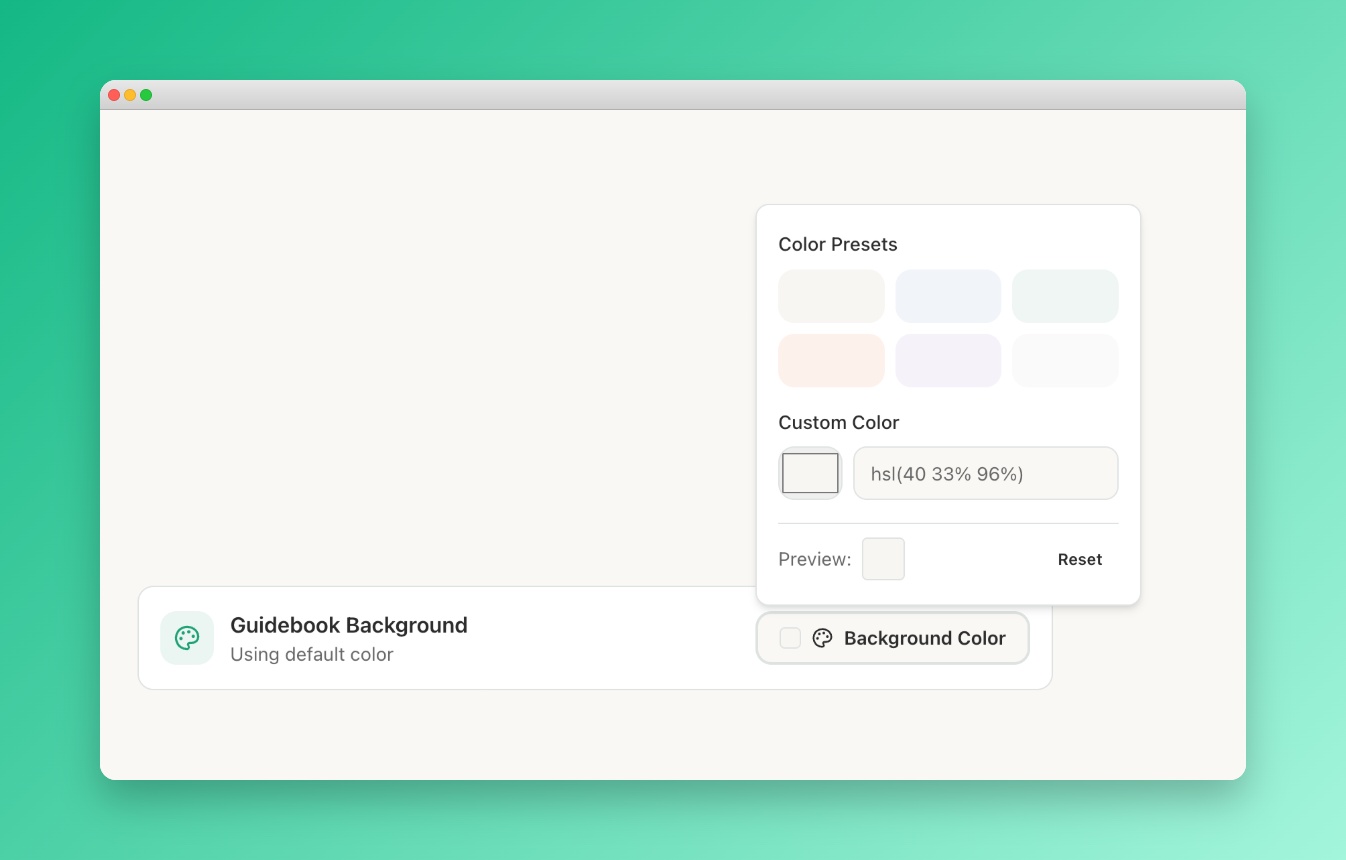 Background settings panel