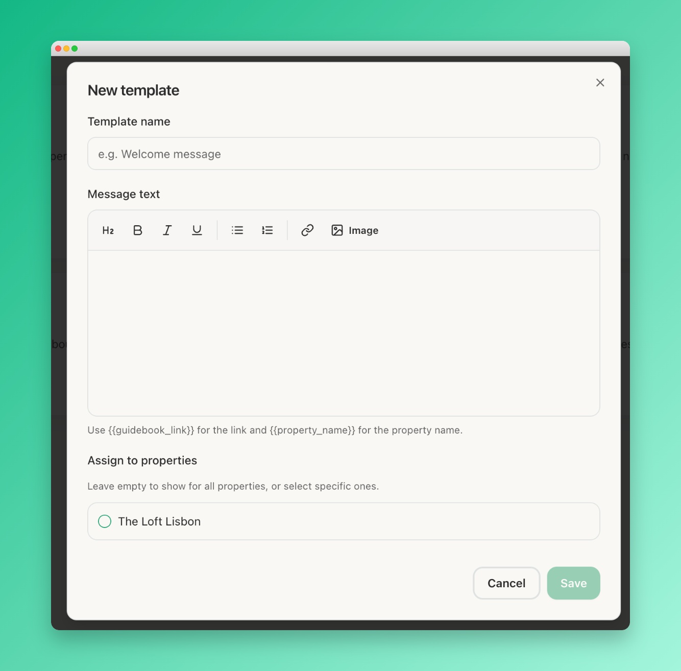 Template editor
