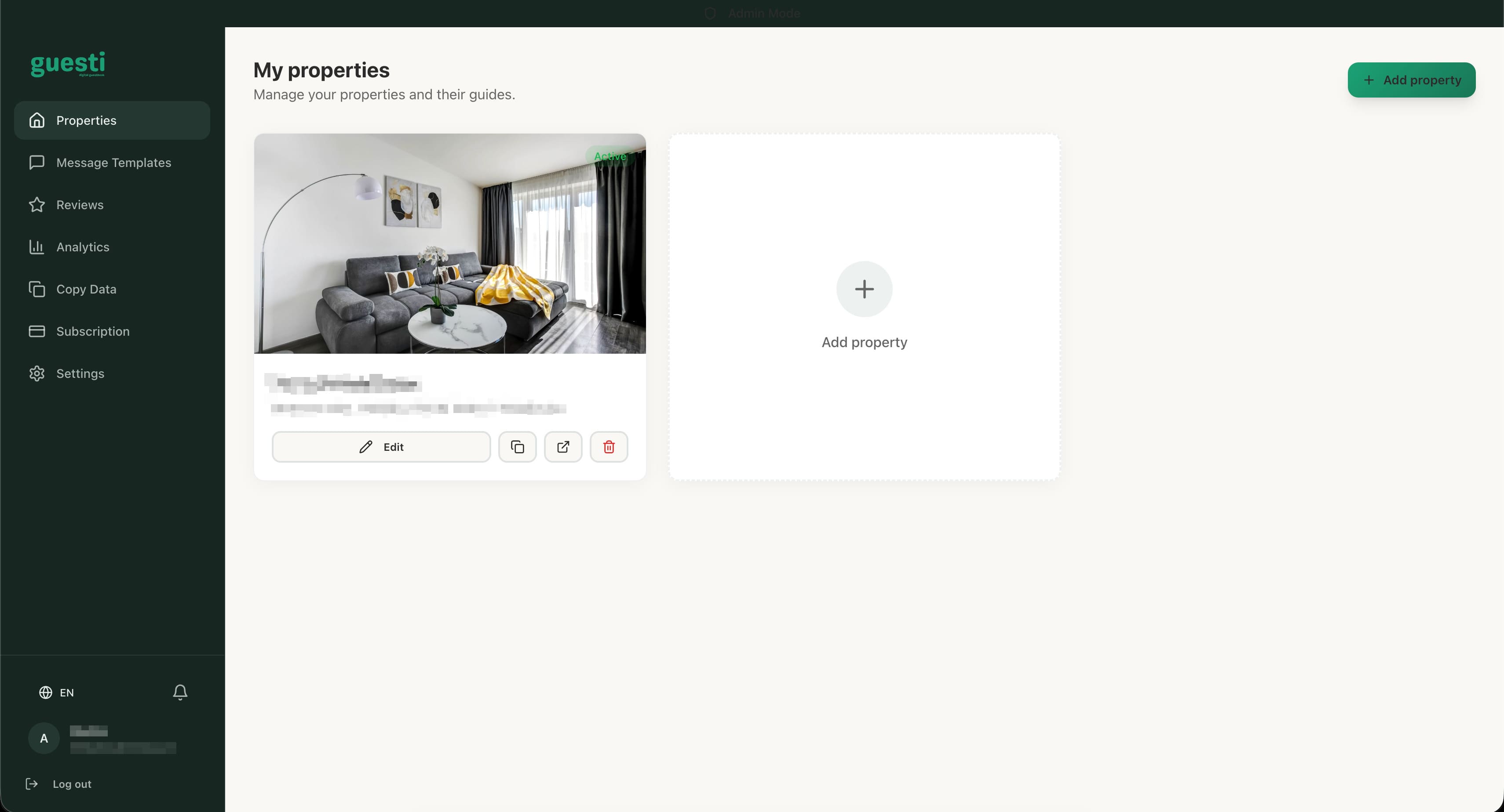 guesti.co dashboard screenshot