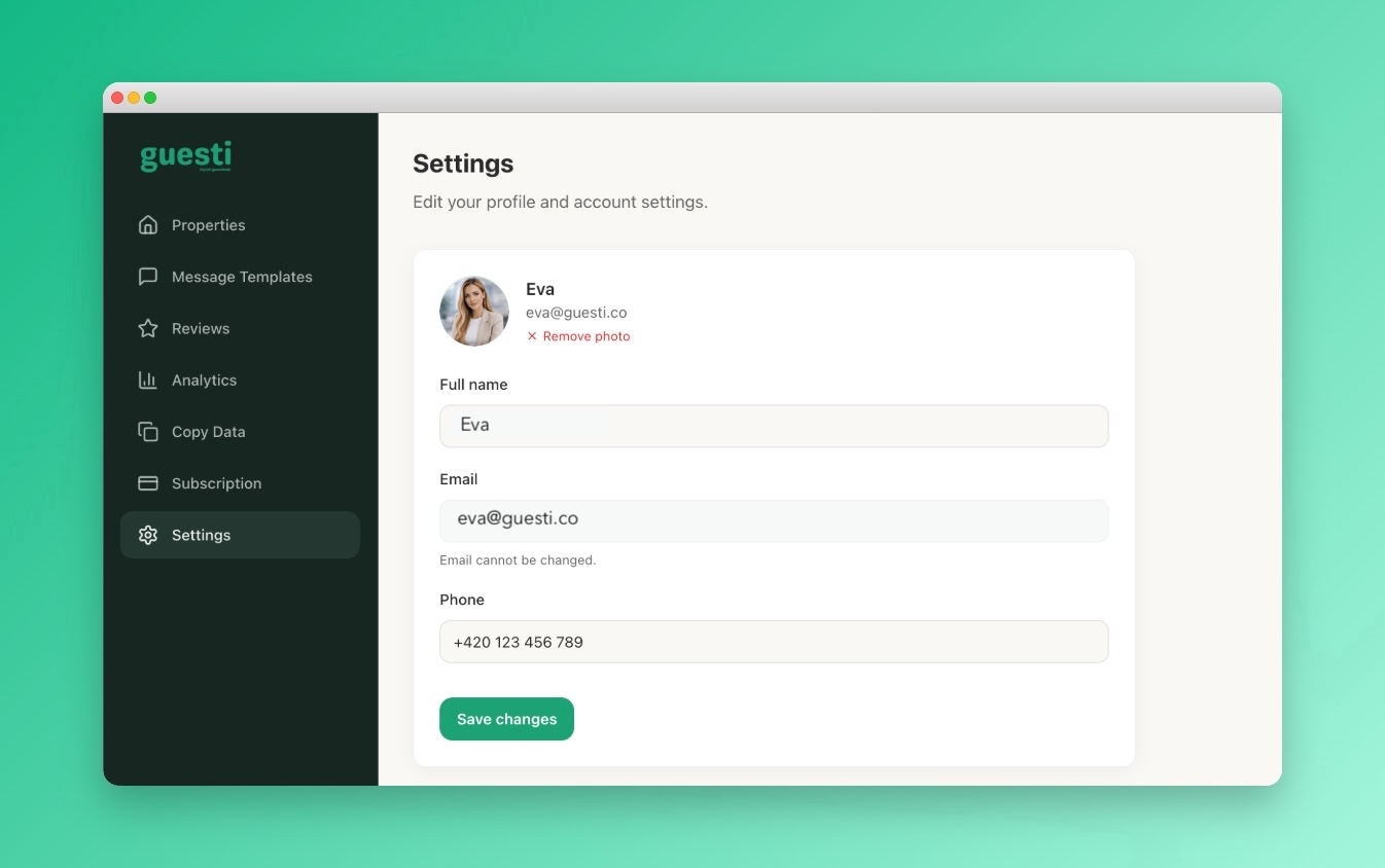 Profile photo section editor