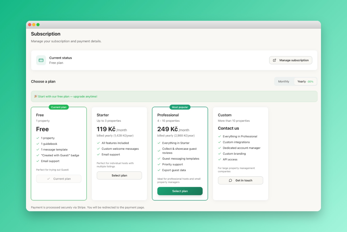 Screenshot: Billing page